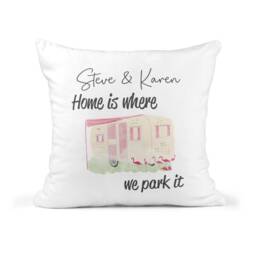 Personalised Caravan Cushion - Home Is Where We Park It Motorhome Campervan Caravanning Retirement Gift - thumbnail 2