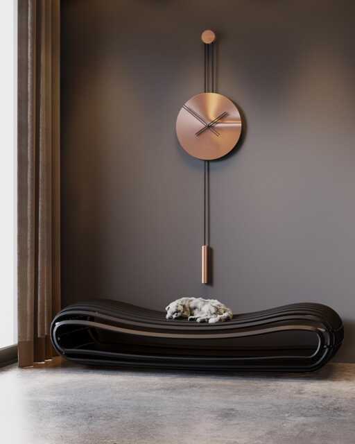 Copper Rose Gold Pendulum Wall Clock - Serenity, Luxury Dark Interior, Silent Modern Design - image 1