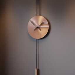 Copper Rose Gold Pendulum Wall Clock - Serenity, Luxury Dark Interior, Silent Modern Design - thumbnail 2