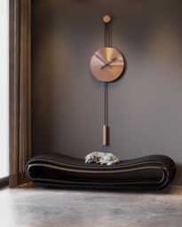 Copper Rose Gold Pendulum Wall Clock - Serenity, Luxury Dark Interior, Silent Modern Design - thumbnail 1