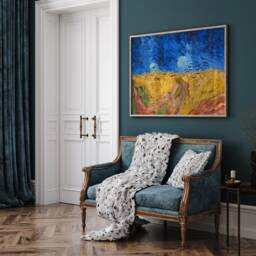 Van Gogh Field Of Wheat Gicl??e Print, Dutch Farmhouse Decor, Rural Landscape Poster, Blue Golden Canvas, Countryside Wheatfield Painting - thumbnail 3