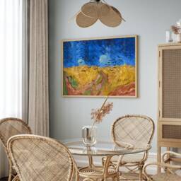 Van Gogh Field Of Wheat Gicl??e Print, Dutch Farmhouse Decor, Rural Landscape Poster, Blue Golden Canvas, Countryside Wheatfield Painting - thumbnail 2