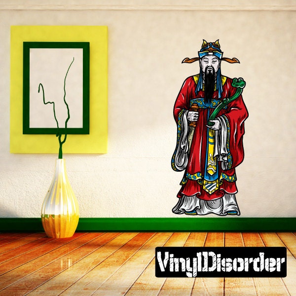 Chinese God Scroll Wall Decal - Fabric Vinyl Removable & Reusable Chinesegoduscolor004Et