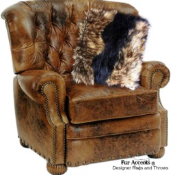 Plush Faux Fur Pillow Cover - Black Bear With Golden Wolf Trim