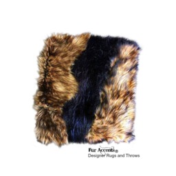 Plush Faux Fur Pillow Cover - Black Bear With Golden Wolf Trim - thumbnail 2