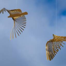 Brass Bird Mobile Kinetic Hanging Art Decor - thumbnail 4