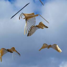 Brass Bird Mobile Kinetic Hanging Art Decor - thumbnail 2