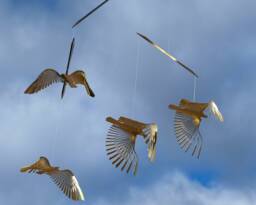 Brass Bird Mobile Kinetic Hanging Art Decor