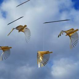 Brass Bird Mobile Kinetic Hanging Art Decor - thumbnail 3