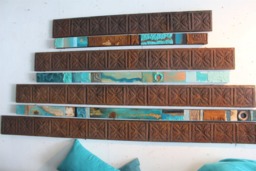 Boho Rustic Industrial Mid Century Modern Architectural Salvage Fragments Oversized Ceiling Tin Tiles Buy 1 Or All 4, 5, 6, 7, Ft Long X 6 Ins - thumbnail 1