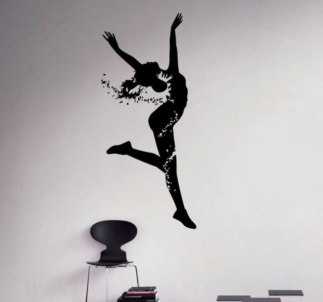 Silhouette Of Dancer Wall Vinyl Decal Dancing Girl Sticker Dance Home Interior Living Room Decor Removable Custom Stickers 13(Dng - image 1