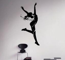 Silhouette Of Dancer Wall Vinyl Decal Dancing Girl Sticker Dance Home Interior Living Room Decor Removable Custom Stickers 13(Dng - thumbnail 1