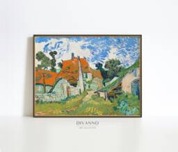 Van Gogh Village Street Poster, French Rustic Landscape Painting Canvas, Fine Art Giclee Print, Countryside Wall Art, Farmhouse Decor - thumbnail 1
