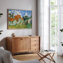 Van Gogh Village Street Poster, French Rustic Landscape Painting Canvas, Fine Art Giclee Print, Countryside Wall Art, Farmhouse Decor - thumbnail 2