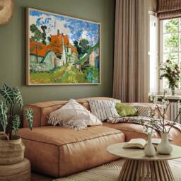 Van Gogh Village Street Poster, French Rustic Landscape Painting Canvas, Fine Art Giclee Print, Countryside Wall Art, Farmhouse Decor - thumbnail 3