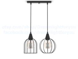2 Cages Industrial Pendant Light Cluster Kitchen Chandelier Cage Light Lantern Modern Lighting - thumbnail 1