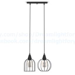 2 Cages Industrial Pendant Light Cluster Kitchen Chandelier Cage Light Lantern Modern Lighting - thumbnail 3