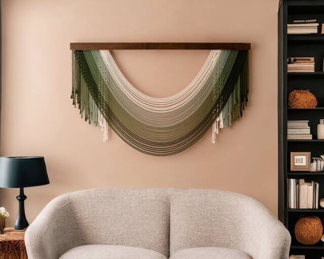 Macrame Wall Art, Rope Home Decoration, Decor Minimalist, Modern Farmhouse, Yarn Tapestry, Housewarming Gifts, Hanging V46 - image 1