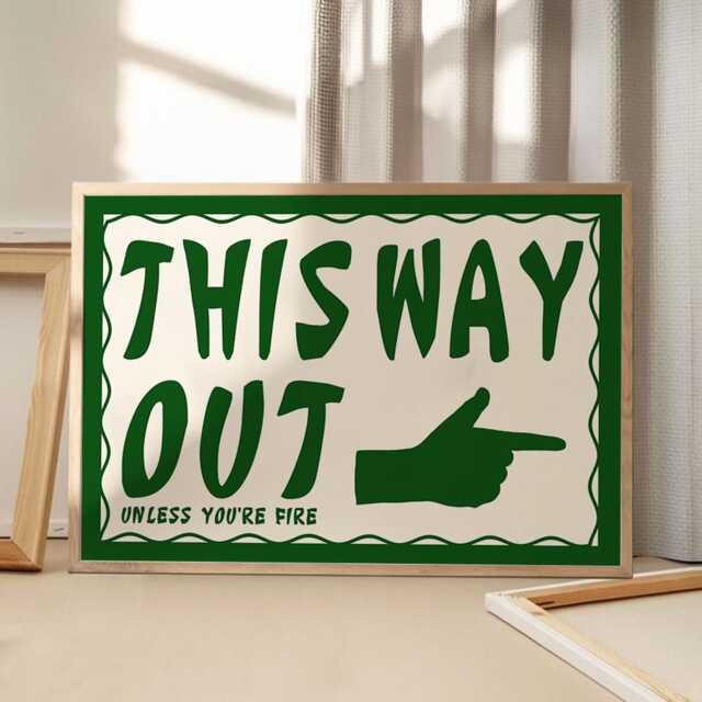 This Way Out Funny Art Canvas Poster, Trendy Wall Art, Apartment Aesthetic Decor, Retro Home Printed Gift - image 1