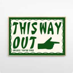 This Way Out Funny Art Canvas Poster, Trendy Wall Art, Apartment Aesthetic Decor, Retro Home Printed Gift - thumbnail 2