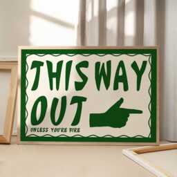 This Way Out Funny Art Canvas Poster, Trendy Wall Art, Apartment Aesthetic Decor, Retro Home Printed Gift - thumbnail 1