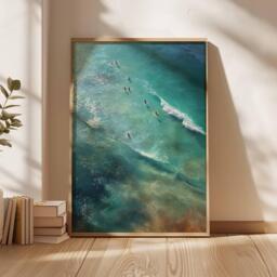 Swimming Poster, Retro Print, Beachy Wall Art, Blue Summer Ocean Dopamine Decor, Beach Coastal Decor - thumbnail 1