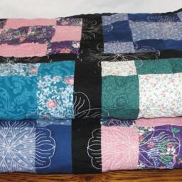 Patchwork Quilt Embroidered Cotton Bedding, Multi-Colored Black Border - 60x75 - thumbnail 2
