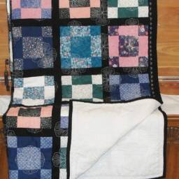 Patchwork Quilt Embroidered Cotton Bedding, Multi-Colored Black Border - 60x75 - thumbnail 4