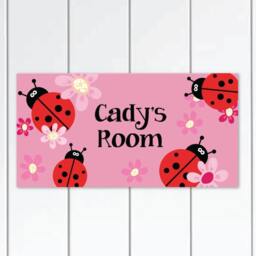 Personalized Lady Bug Canvas Growth Charts, Pink Decor Wall Art For Girls - thumbnail 4