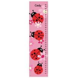 Personalized Lady Bug Canvas Growth Charts, Pink Decor Wall Art For Girls - thumbnail 2