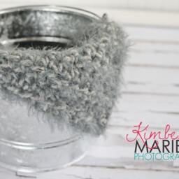 Gray Grey Fur Newborn Baby Blanket Photo Prop - thumbnail 4
