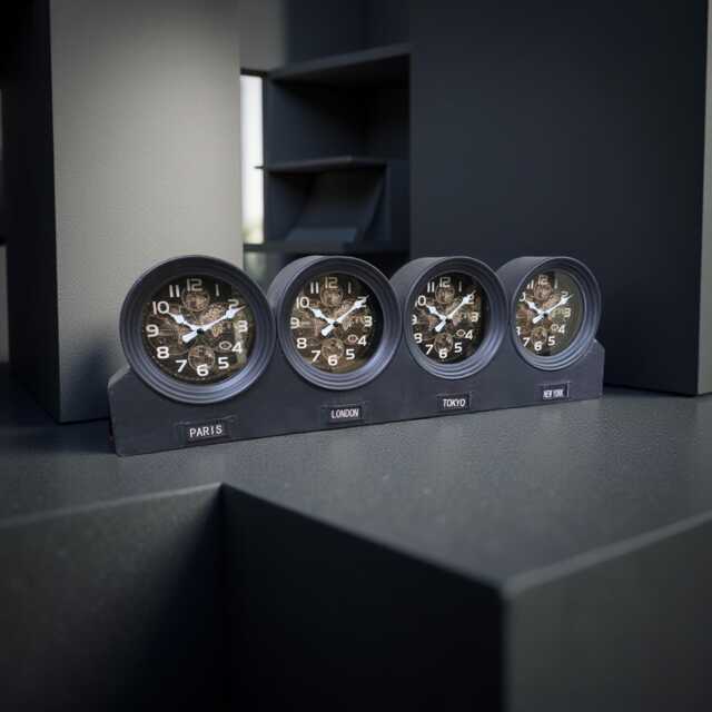 Black World Time Zone Clock, Desk & Mantle Decor - image 1