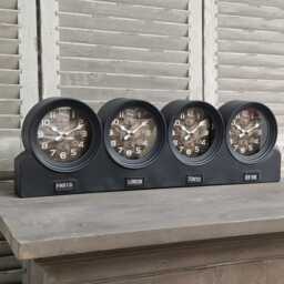 Black World Time Zone Clock, Desk & Mantle Decor - thumbnail 3