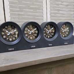 Black World Time Zone Clock, Desk & Mantle Decor - thumbnail 2