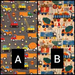 Construction Trucks Fitted Crib Sheet, Handmade Flannel Bedding - thumbnail 3