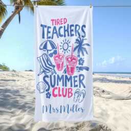 Tired Teachers Summer Club Beach Towel, Custom Name End Of Year Teacher Gifts, Towel Gift, Gift For Teacher, Good Idea Gift Teacher - thumbnail 3
