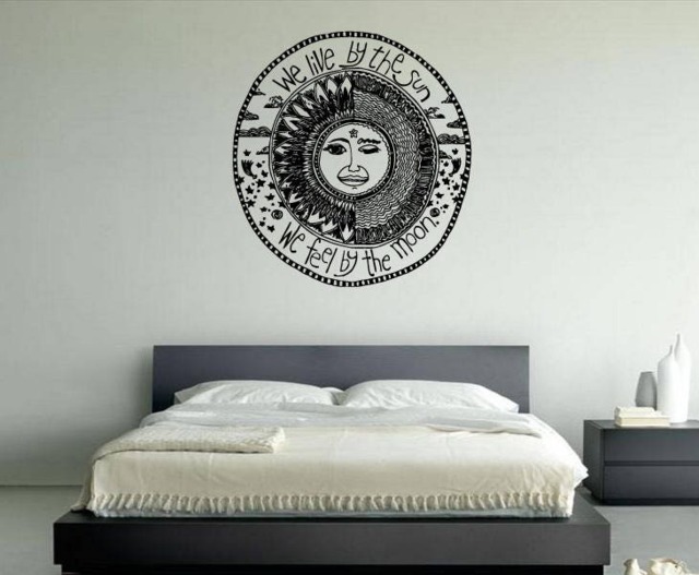 We Live By The Sun Feel Moon Spiritual Energy Hippie Life Quote Diy Wall Stickers Decals Vinyl Mural Decor Art Vg102 - image 1