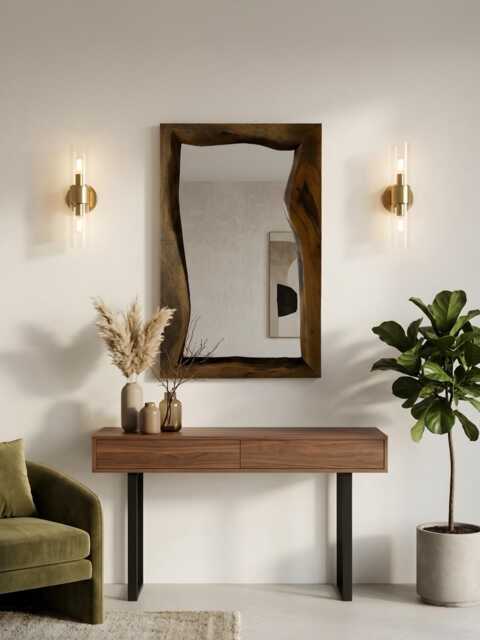 Rustic Live Edge Mirror, Bathroom Wood Wall Modern Home Decor - image 1