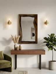 Rustic Live Edge Mirror, Bathroom Wood Wall Modern Home Decor - thumbnail 1