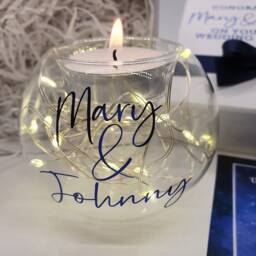 Personalised Sapphire Wedding Anniversary Candle With Led Lights & Gift Box - thumbnail 3