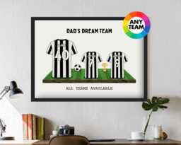 Custom Newcastle Dream Team Football Shirt Art Print - Frames Available Gift For Dad Husband Family United Wall Artwork Fc Father's Day - thumbnail 1