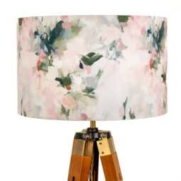 Blush Pink Sage Green Floral Rose Print Velvet Lampshade 25cm 30cm 35cm 40cm 45cm - Drum Lamp Shade Handmade Home Decor Ceiling - thumbnail 1