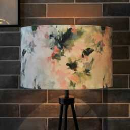 Blush Pink Sage Green Floral Rose Print Velvet Lampshade 25cm 30cm 35cm 40cm 45cm - Drum Lamp Shade Handmade Home Decor Ceiling - thumbnail 3