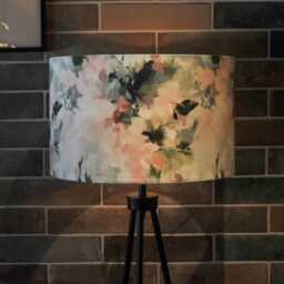 Blush Pink Sage Green Floral Rose Print Velvet Lampshade 25cm 30cm 35cm 40cm 45cm - Drum Lamp Shade Handmade Home Decor Ceiling - thumbnail 2