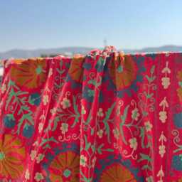 Handmade Velvet Suzani Bedspread - Colorful Uzbek Embroidery Quilt - thumbnail 2