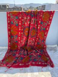 Handmade Velvet Suzani Bedspread - Colorful Uzbek Embroidery Quilt - thumbnail 1