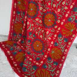 Handmade Velvet Suzani Bedspread - Colorful Uzbek Embroidery Quilt - thumbnail 4