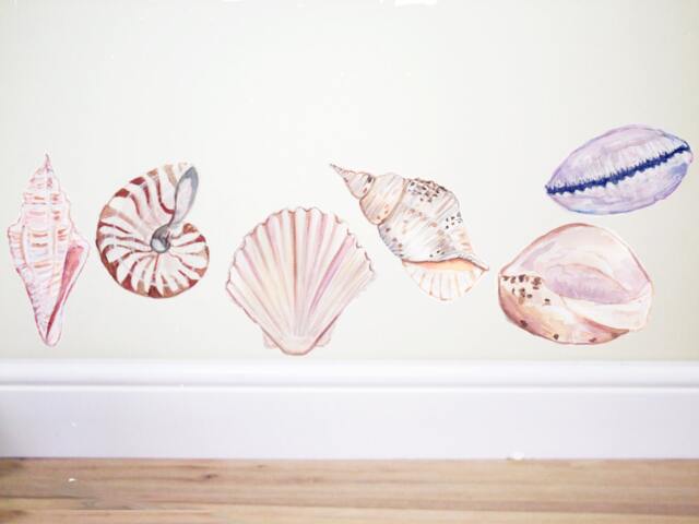 Shell Wall Decals, Nautical Decal, Beach Decor, Sea Decal, Bathroom Decor, Bathroom Decal, Under The Sea, Ocean Nursery, Shell Stickers - image 1