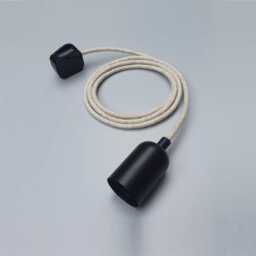 Plug in Pendant Light - Black Hanging Fabric Cable Cord & Minimal Modern E27 Round Top Lamp Holder Unique Reading, Ambient Mood Lighting - thumbnail 2