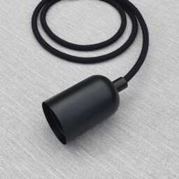 Plug in Pendant Light - Black Hanging Fabric Cable Wall Cord & Minimal Modern E27 Round Top Lamp Holder Reading, Ambient Mood Lighting - thumbnail 4